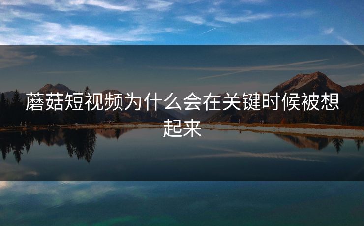 蘑菇短视频为什么会在关键时候被想起来  第1张