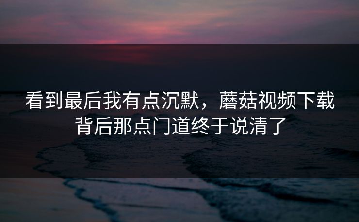 看到最后我有点沉默，蘑菇视频下载背后那点门道终于说清了  第1张