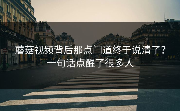 蘑菇视频背后那点门道终于说清了？一句话点醒了很多人  第1张