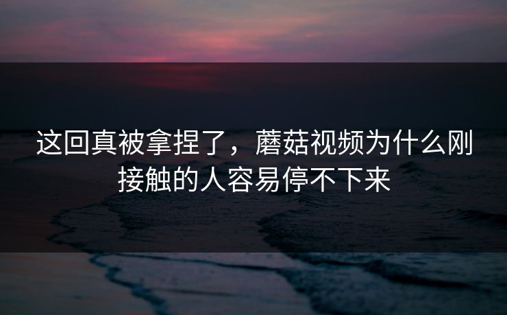 这回真被拿捏了，蘑菇视频为什么刚接触的人容易停不下来  第1张