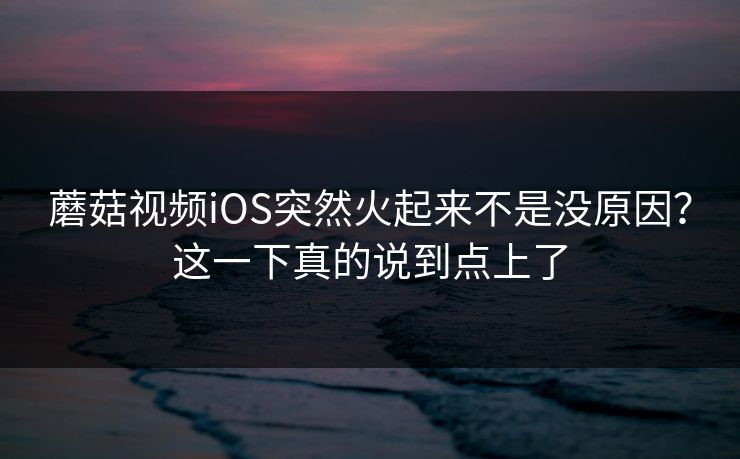 蘑菇视频iOS突然火起来不是没原因？这一下真的说到点上了
