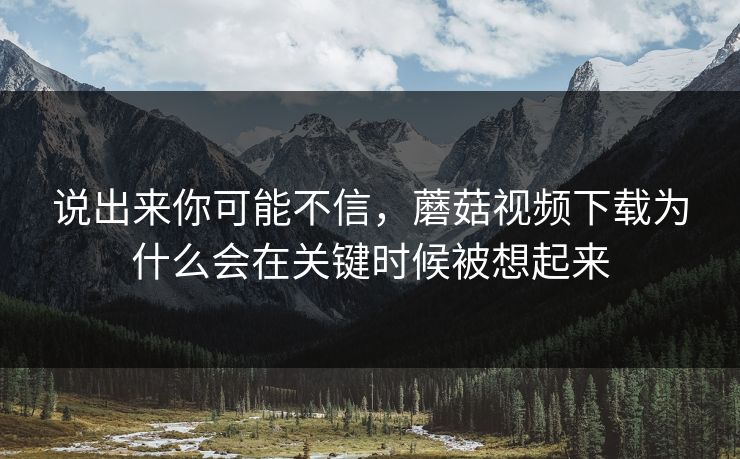 说出来你可能不信，蘑菇视频下载为什么会在关键时候被想起来  第1张